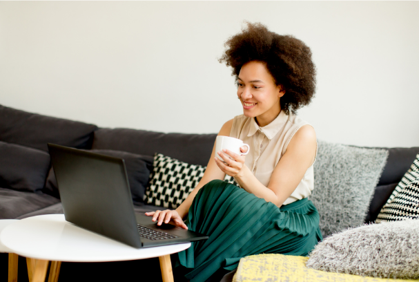 Woman engaging in compassion focused therapy virtually